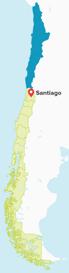 Karte von Chile mit markierten Nordregionen